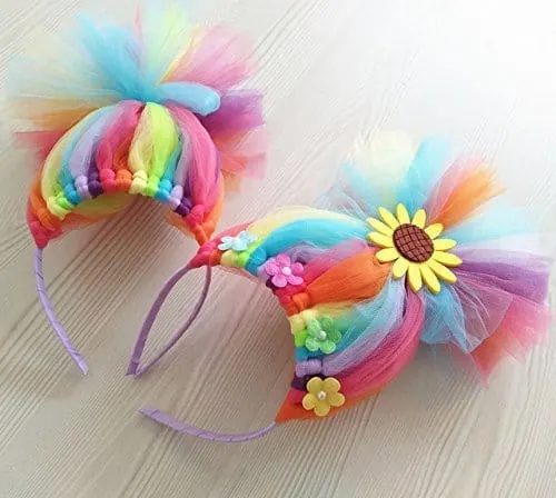 rainbow troll headband