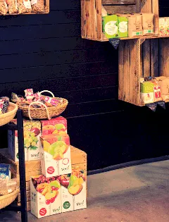 crates and crafts in a booth