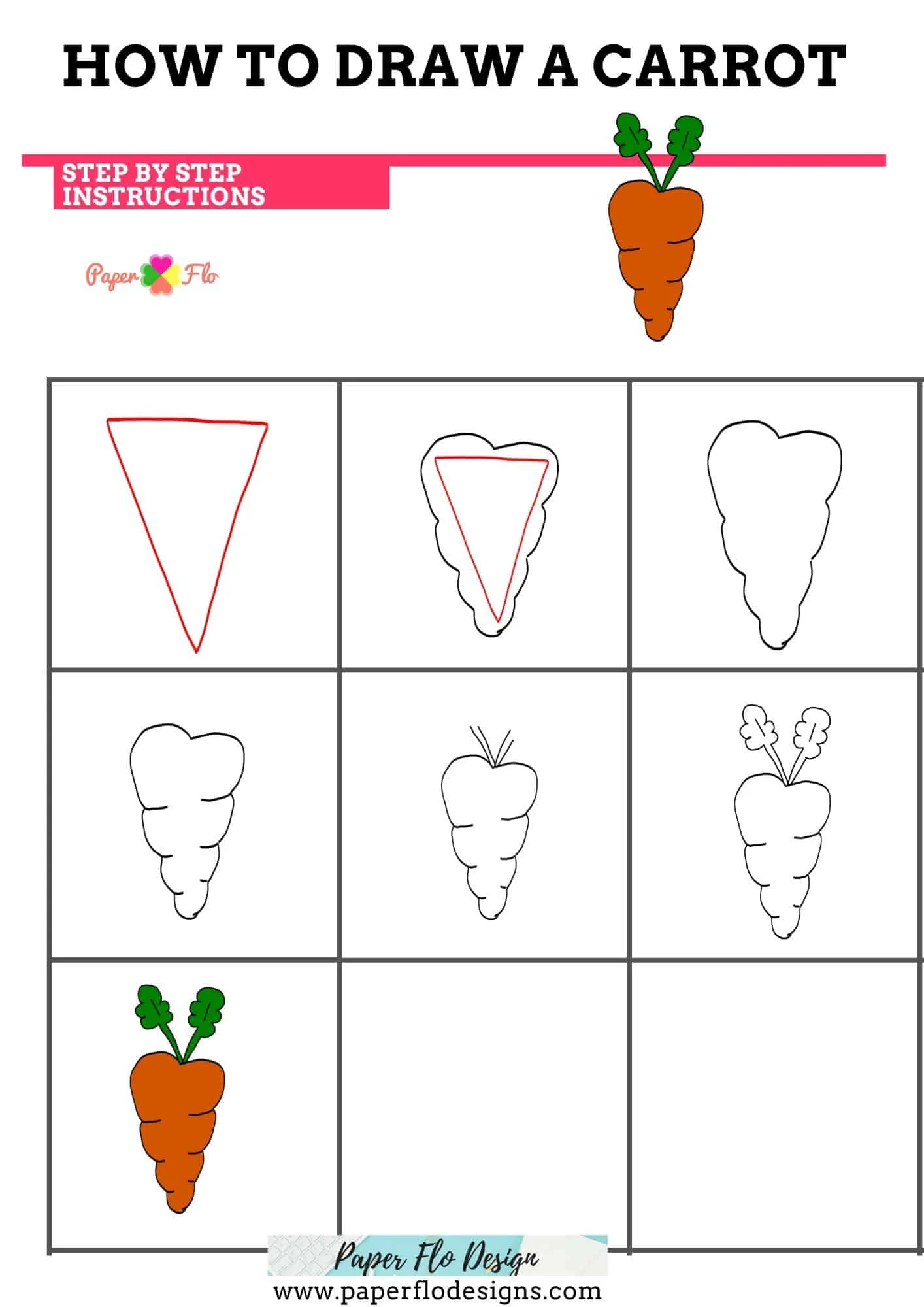 HOW TO DRAW A CARROT Paper Flo Designs