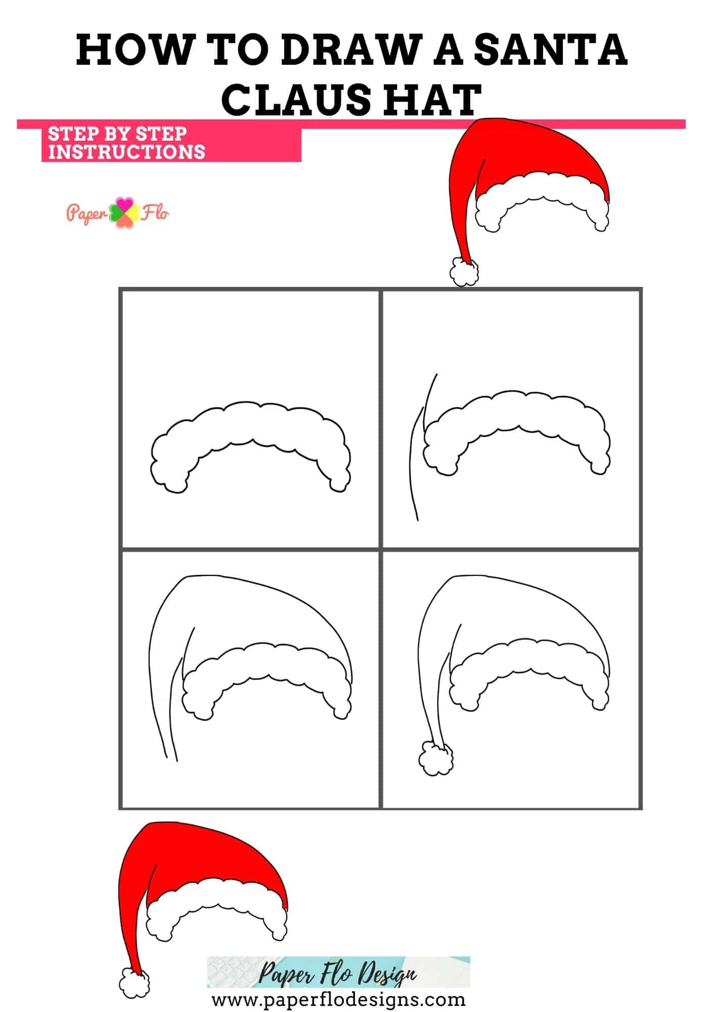 Santa Claus Hat Drawing Easy Tutorial