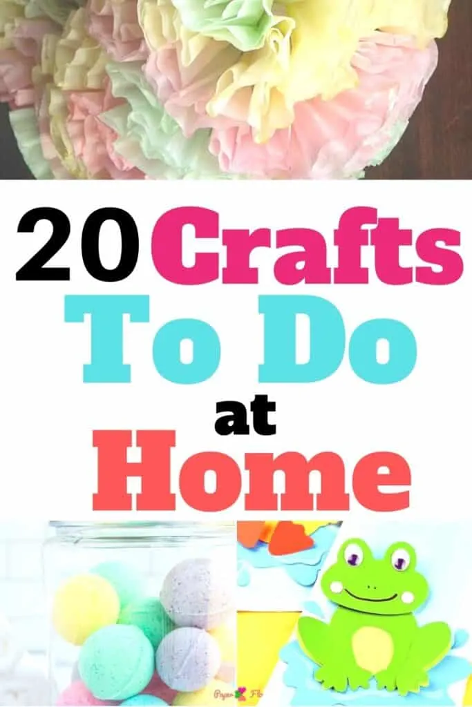 paper pom pom, bath bombs, animal paper bag puppets crafts to make at home