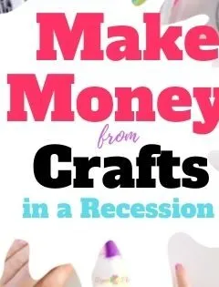 white paint splash with text overlay make money from crafts in a recession