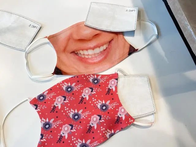 funny face mask and floral face mask