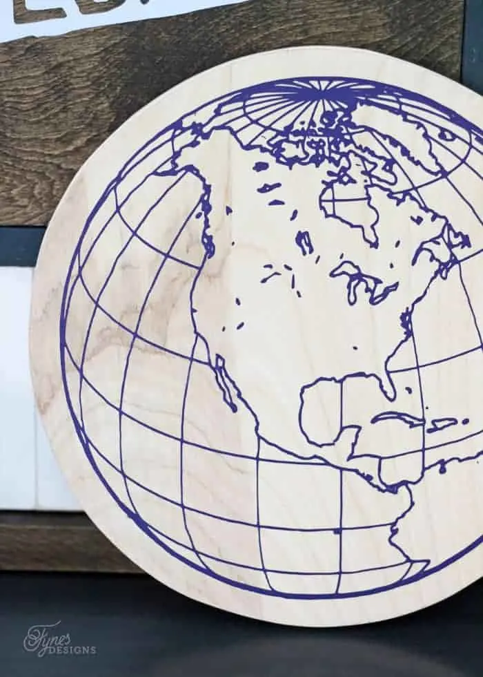 wooden globe sign