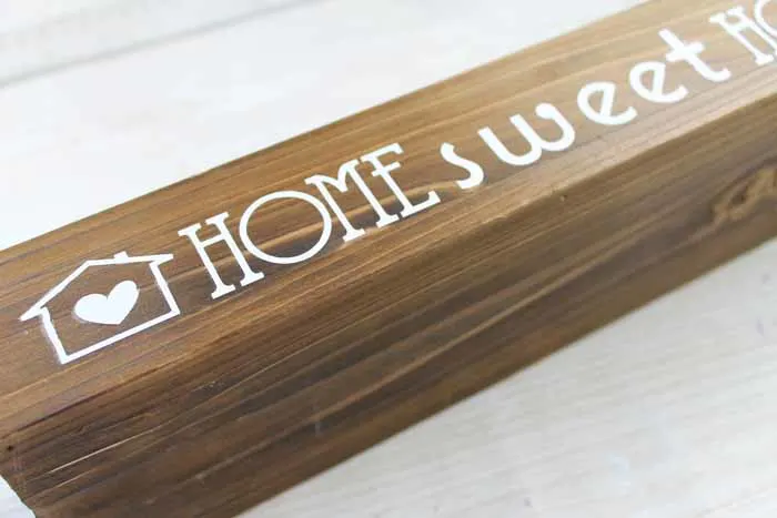 wooden box centerpiece with home sweet home