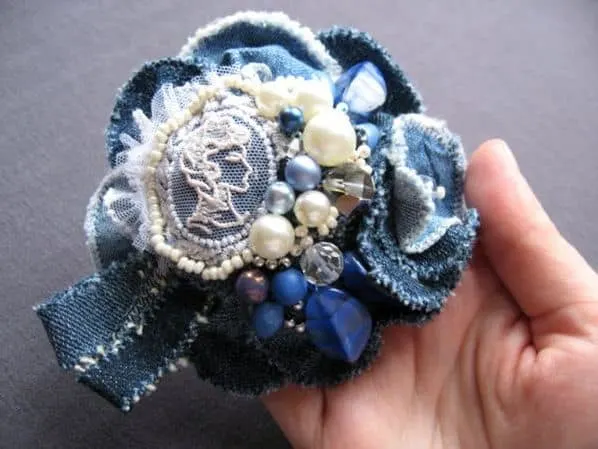 denim flower