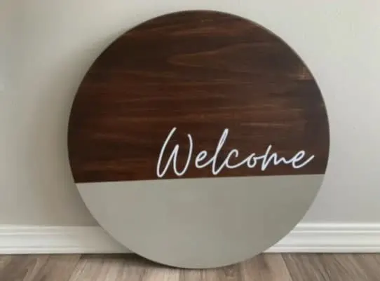 welcome wood sign
