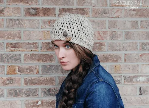 simple button crochet hat