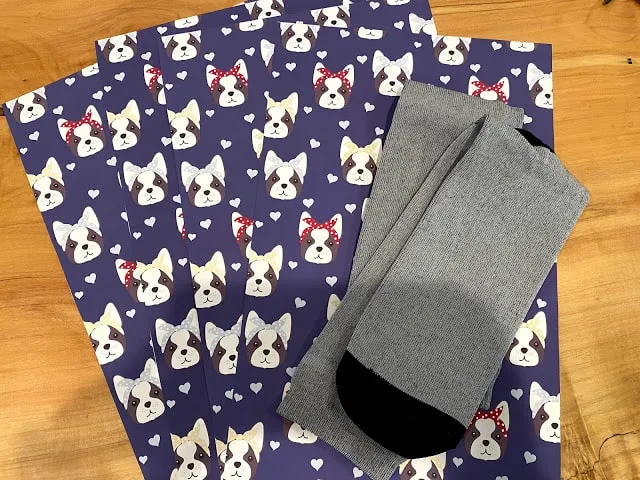 animal print sublimation sheet and grey socks