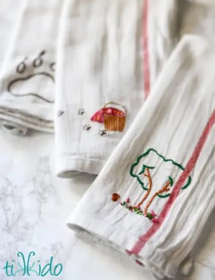 vintage dish towels with embroidery