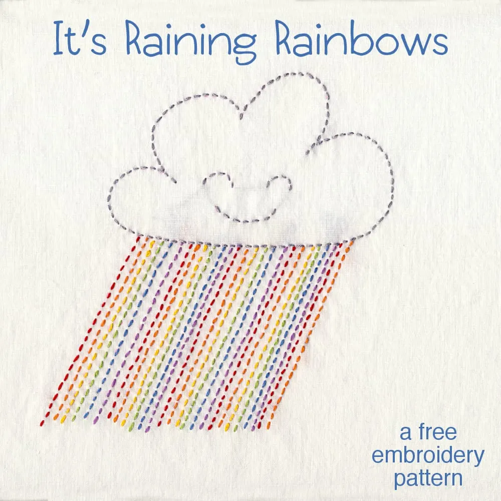 cloud with rainbow embroidery stitches