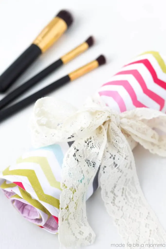 Makeup holder roll and brushes