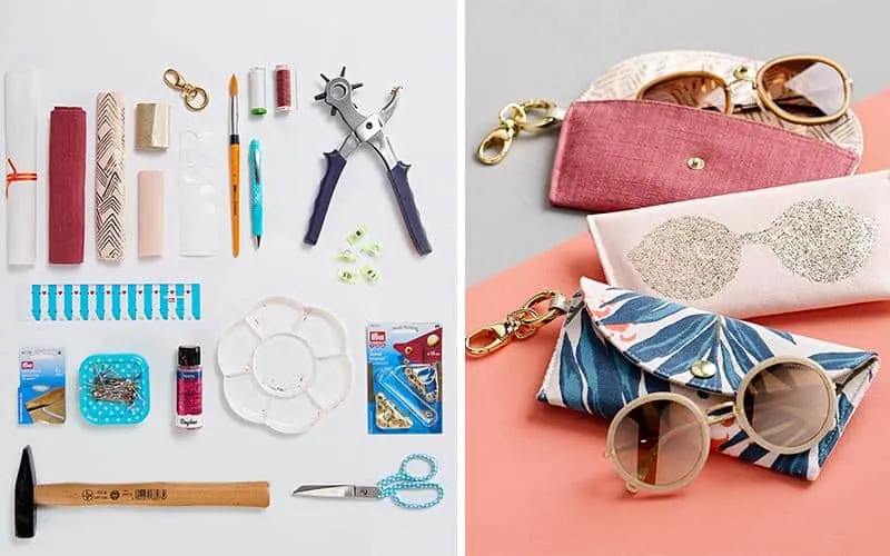 Eyeglasses and cases and tools to make diy cases