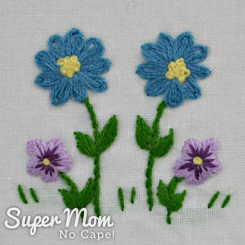 4 embroidered flowers