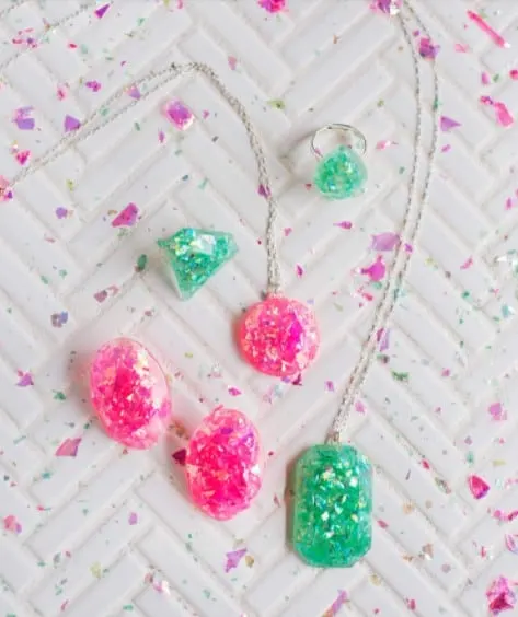 chunky glitter resin jewelry