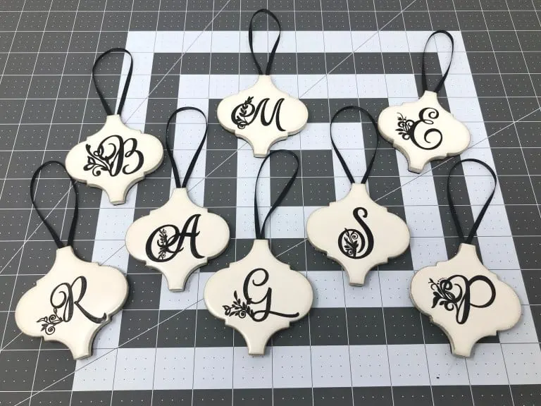 engraved monogram tile set