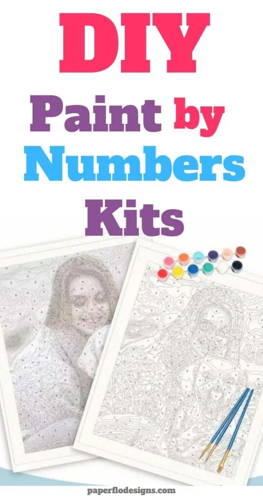 paint by numbers kit with custom photo, brush and paints