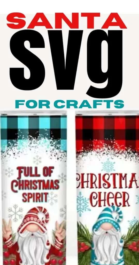 gnome santa svg designs on buffalo check pattern