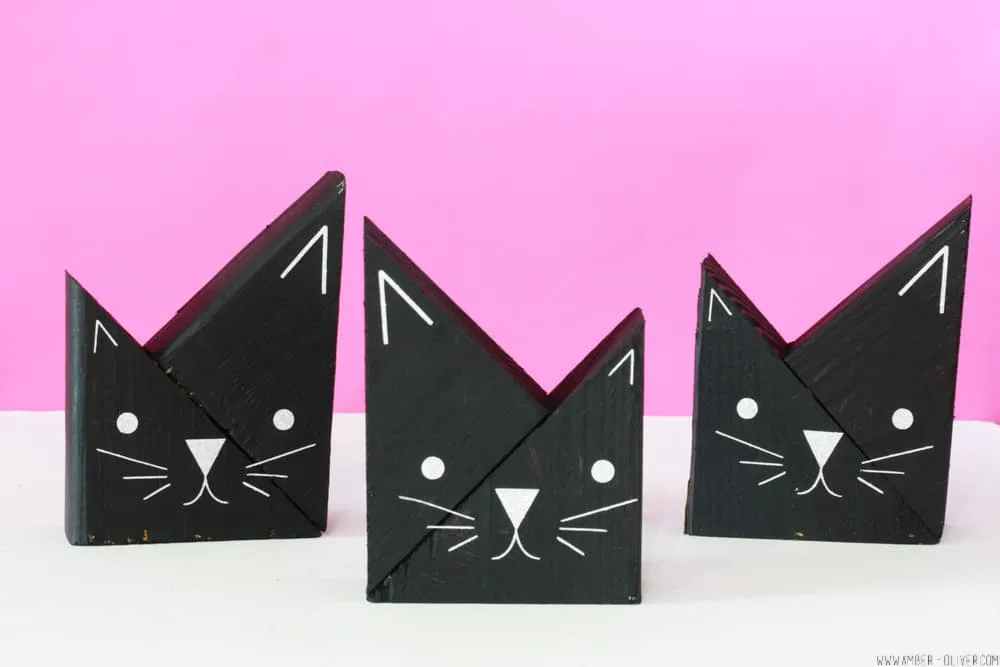 wooden cats made from scraps