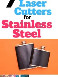 stainless steel flask, steel tumblers and metal plates on a collage
