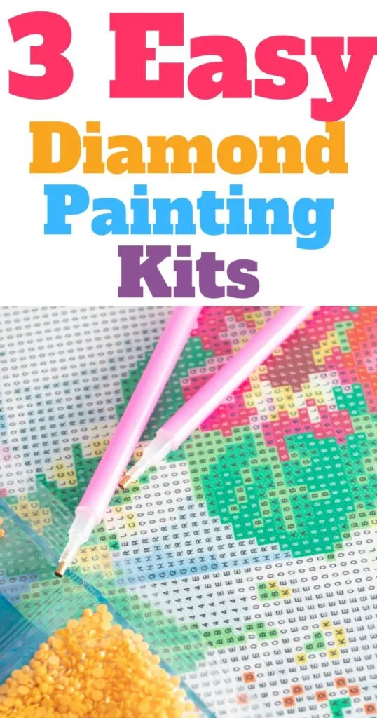 diamond painting kit of a flower with drill pens on a canvas
