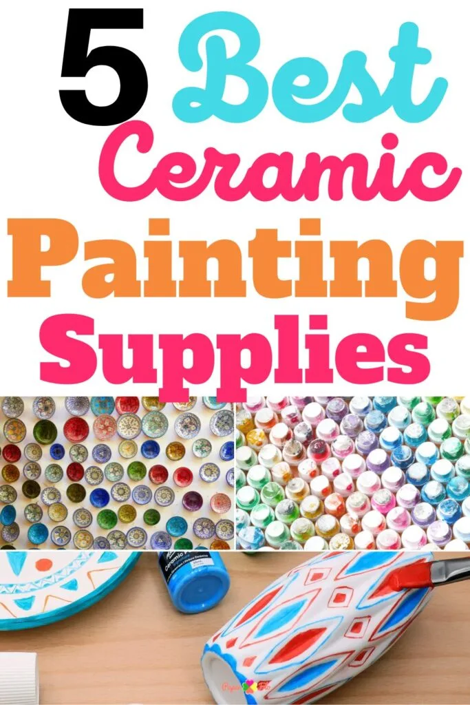 Ceramic Painting Supplies that are in a collage