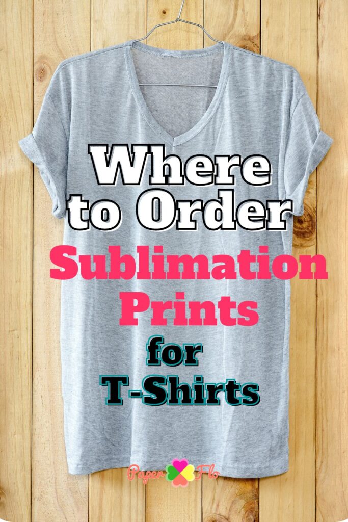 short sleeve v-neck t-shirt on a hanger with the text Where to Order sublimation prints for t-shirts