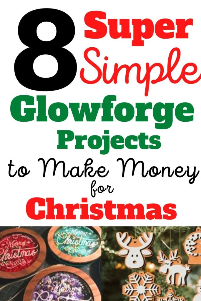 Laser cut Christmas shaker ornaments and wooden ornaments hanging from a Christmas tree