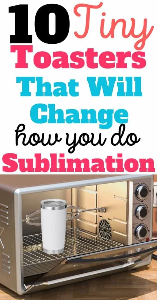 An open toaster oven with a blank sublimation tumbler inside.