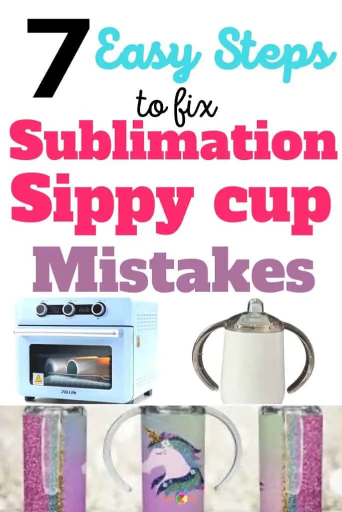 sublimation oven, sippy cup blank and sippy cups sublimated with a glitter unicorn design