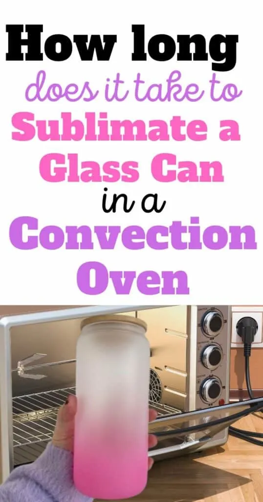 An open convection oven behind a hand holding a frosted sublimation glass can