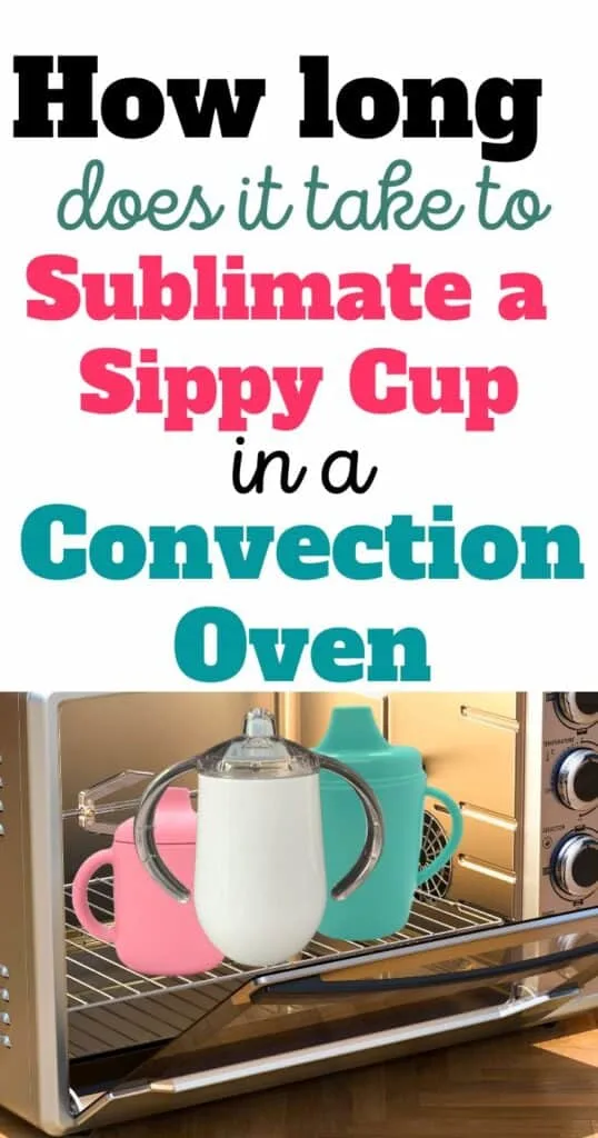 An open convection oven with blank sublimation sippy cups inside.