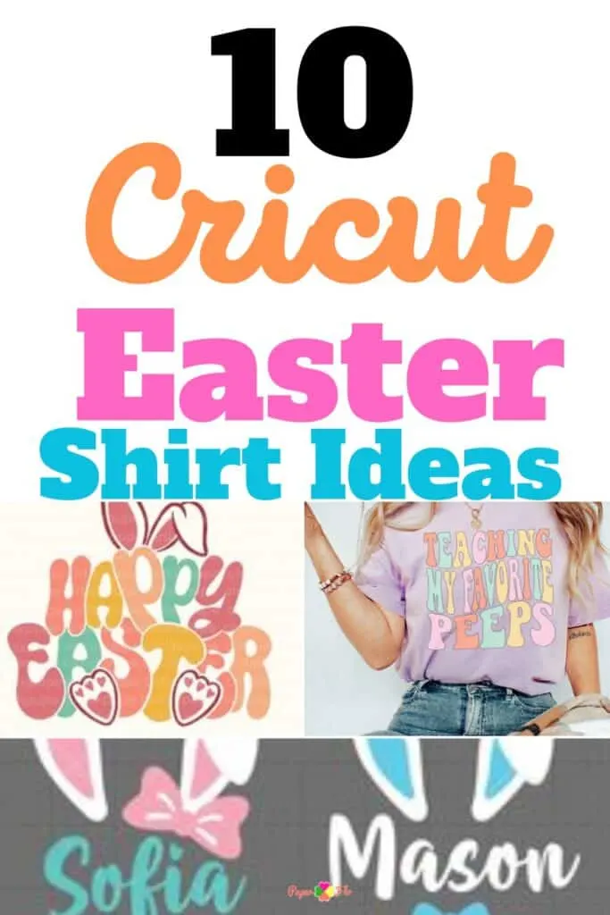 a graphic design of an easter bunny ears and feet with the words Happy Easter, another with a monogram style name placement in the middle, and a woman sitting down playing with her hair and wearing an Easter teaching my favorite peeps t-shirt.