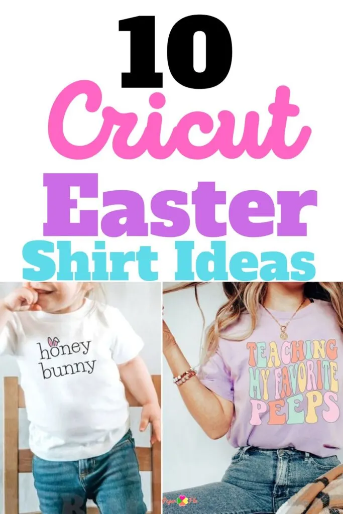 toddler with their hand in their mouth wearing a honey bunny white t-shirt, a woman sitting down playing with her hair and wearing an Easter teaching my favorite peeps t-shirt.