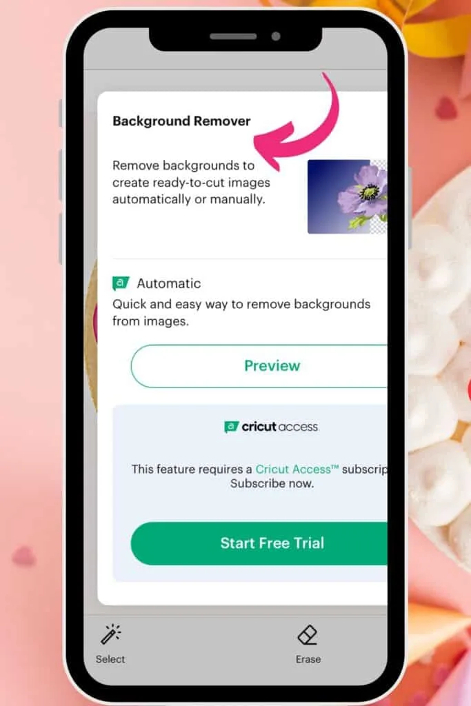 background remover to cricut app on android