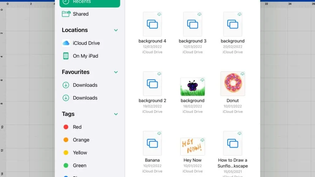 ipad file opened to browse images for Design Space.