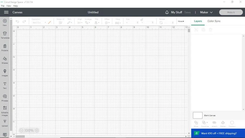 Navigating to the Upload Screen in Cricut Design Space