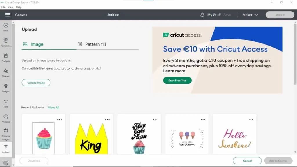 how to upload images to cricut by clicking and dragging the image
