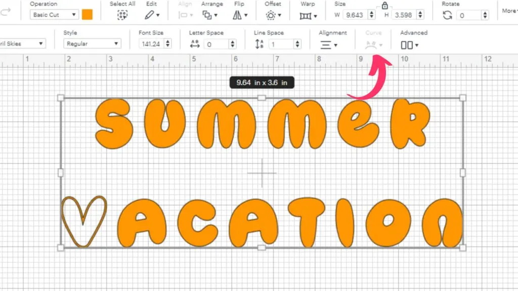 Return causing curve font option not to show in Cricut