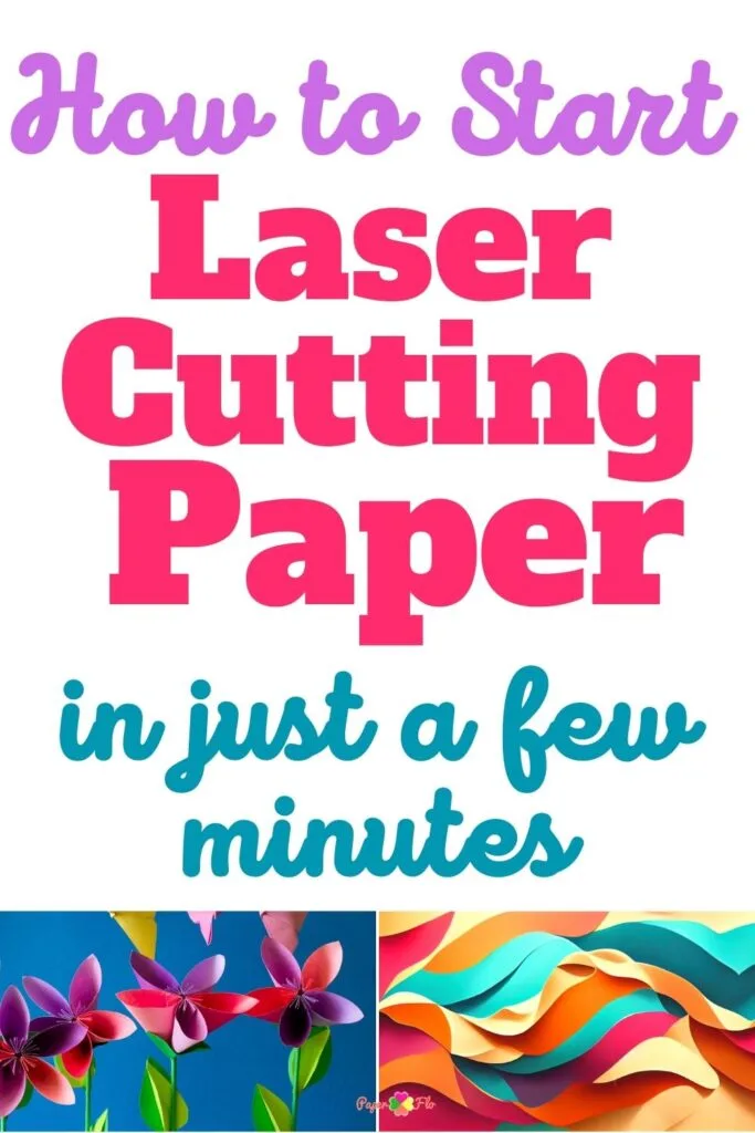 laser cut paper flowers and colorful waves.