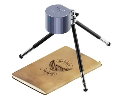 LaserPecker LP1 Pro engraving a leather journal.