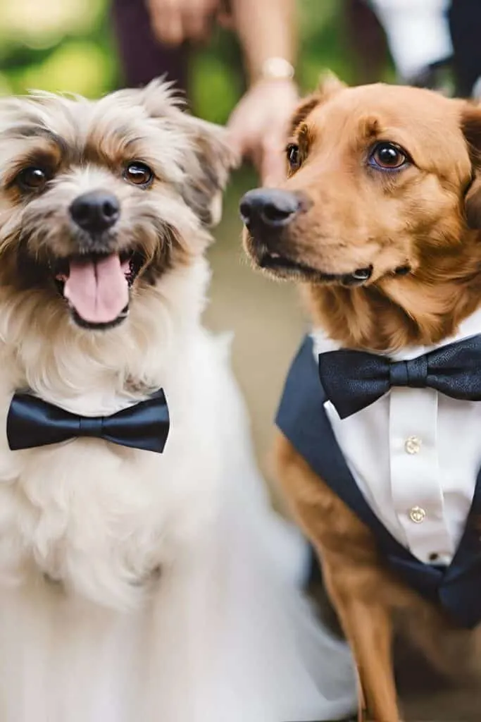 Include your dogs in your wedding party with these adorable groomsmen outfits. Perfect for adding charm and making your special day even more memorable with your furry friends by your side.