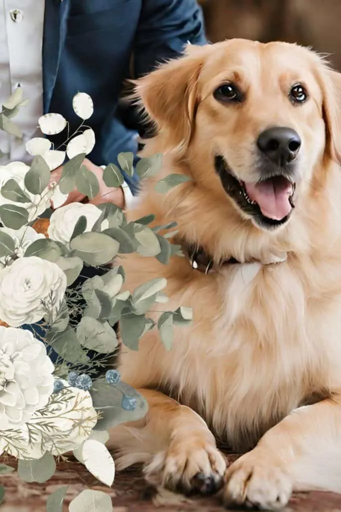 Capture the love and joy of your wedding day with your beloved dog in the pictures. This heartwarming addition makes your wedding photos truly unforgettable and filled with love.