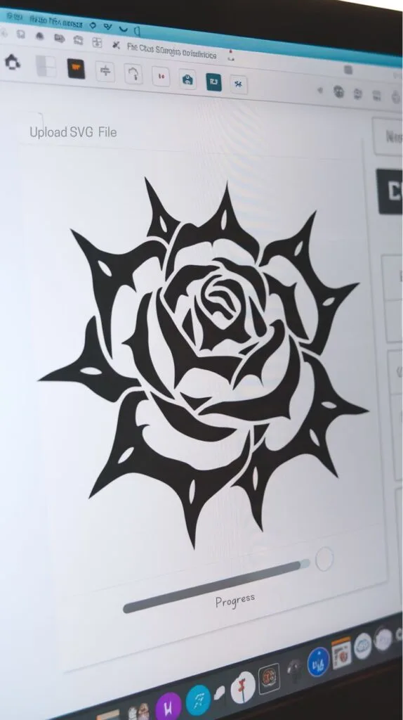 A rose design svg file being uploaded to Design Space.
