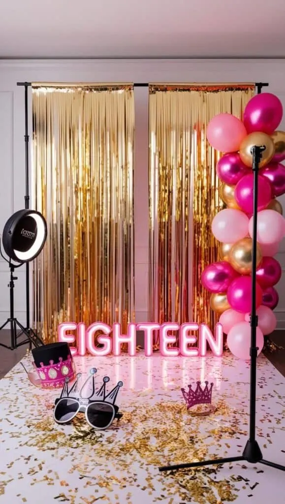 Celebrate turning 18 with this stylish room party setup featuring pastel ribbon streamers, fairy lights, and a &ldquo;Happy Birthday Party&rdquo; banner. With cozy fur throws, cupcakes, and soft pink decor, this is the perfect birthday aesthetic for a small at-home celebration.