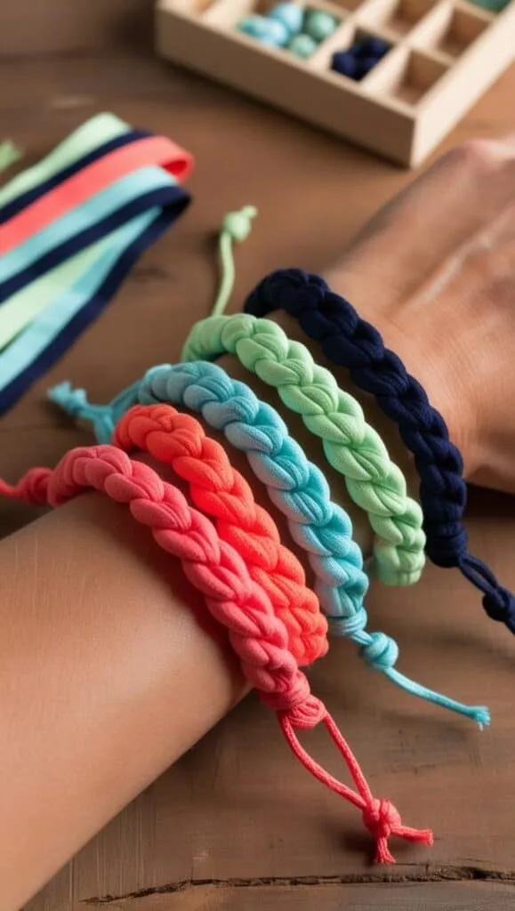 Craft braided bracelets from old t-shirts with this fun and easy project. Great for teens, handmade gifts, or matching friendship bracelets.