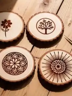 These DIY wood burned coasters are the perfect beginner project to try this weekend! Featuring mandala, floral, and tree pyrography designs, each wood slice brings a touch of rustic charm to your home. Learn how to make your own using simple tools and a bit of creativity—great for gifting or selling.