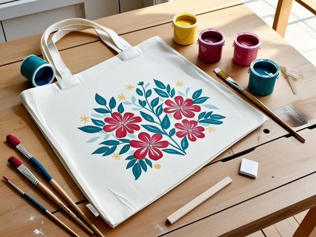 Brighten your day with this stunning floral tote bag! This DIY project features vibrant red flowers with lush green leaves painted on a white canvas tote. Perfect for spring outings, farmer’s markets, or gifting! Try this easy canvas bag painting idea for a stylish and personalized accessory.