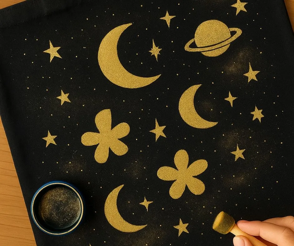 Sketch and paint golden moons and planets for even more celestial flair! This extra detail makes your galaxy tote feel like a true masterpiece. Perfect for craft fairs, gifts, or a fun weekend project.