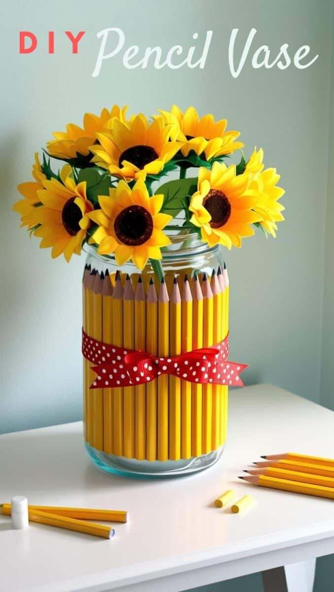 Make This Pencil Vase with Flowers – A Teacher Gift That’s Cute and ...